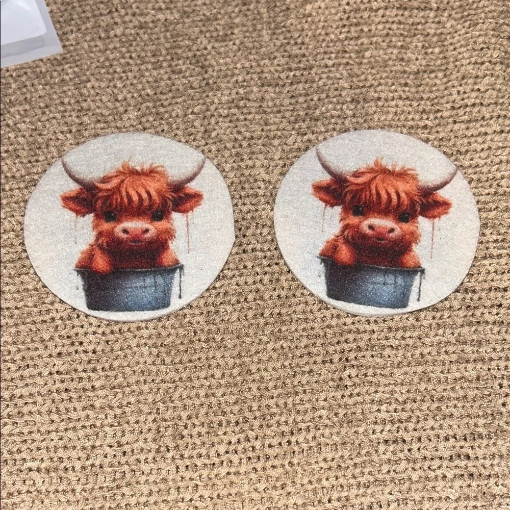 Adorable Highland Cow Coasters - Set of 2